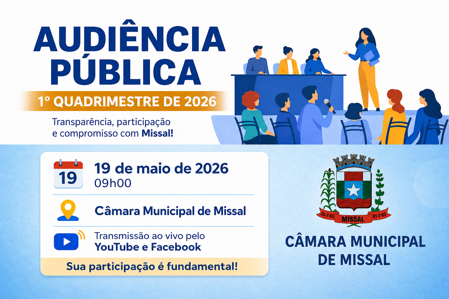 CÂMARA MUNICIPAL DE MISSAL CONVOCA POPULAÇÃO PARA AUDIÊNCIA PÚBLICA